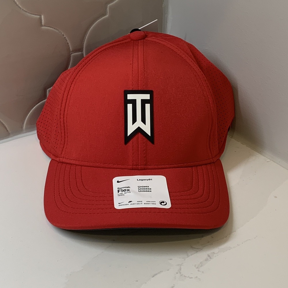 Nike Legacy91 Tiger Woods TW ADV Red Black Flex Cap Size Medium/Large DH1344-687